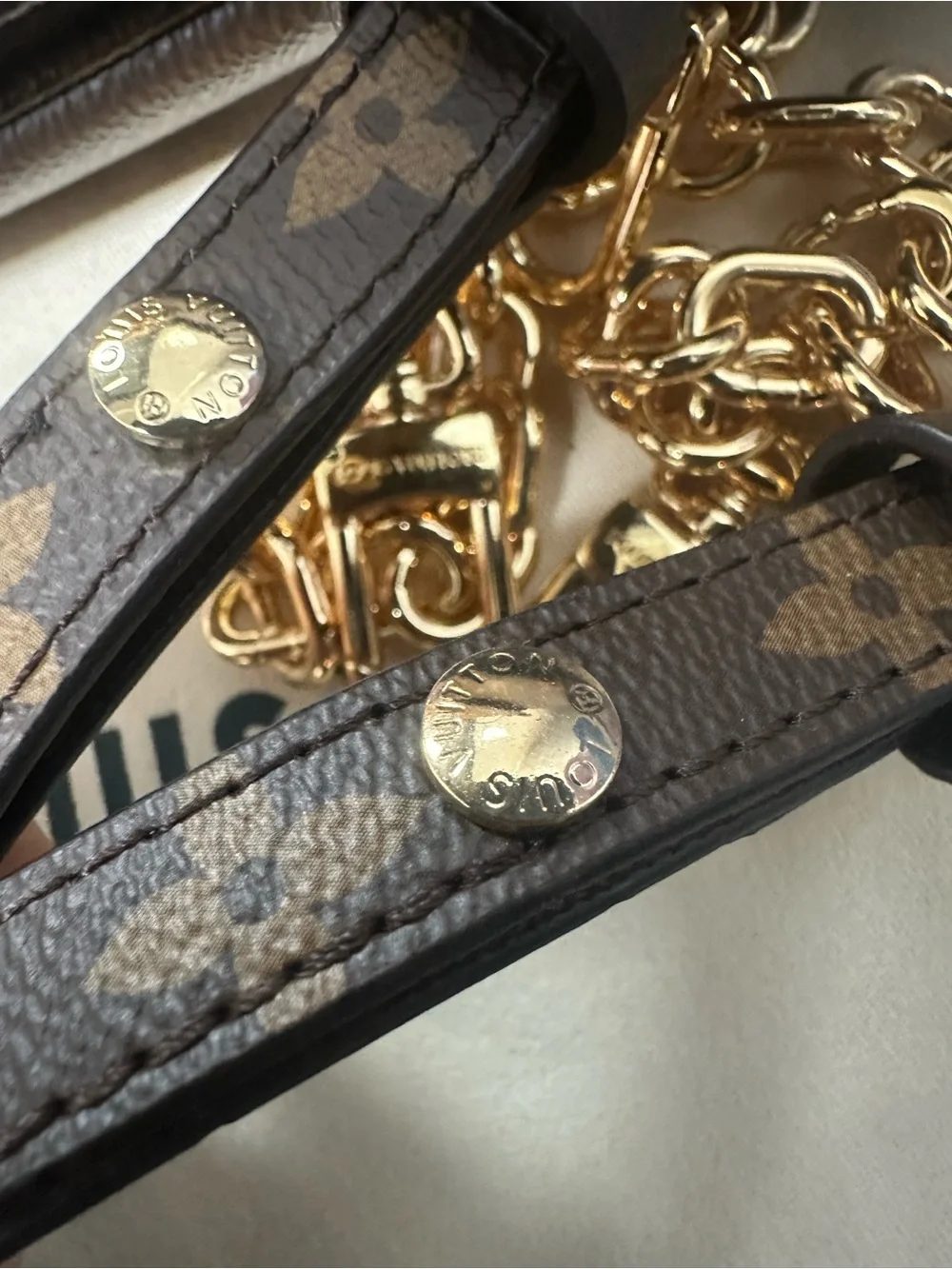 Louis Vuitton Brown Monogram Pochette Métis with Gold Hardware